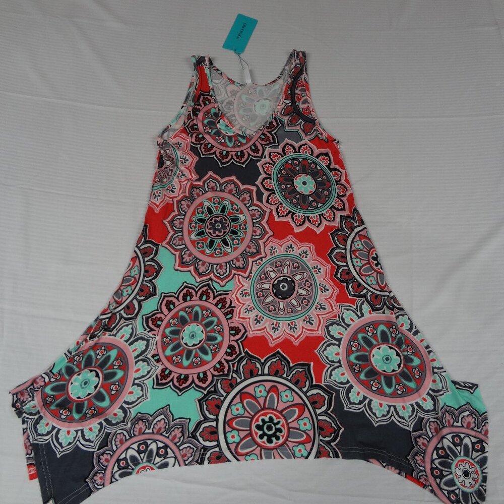 NWT POPYOUNG FLORAL MANDALA TUNIC TANK TOP SMALL WOMENS T-SHIRT K45
